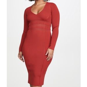 Good American The Low Down Knit Body Con Dress Ruby Red Size 5